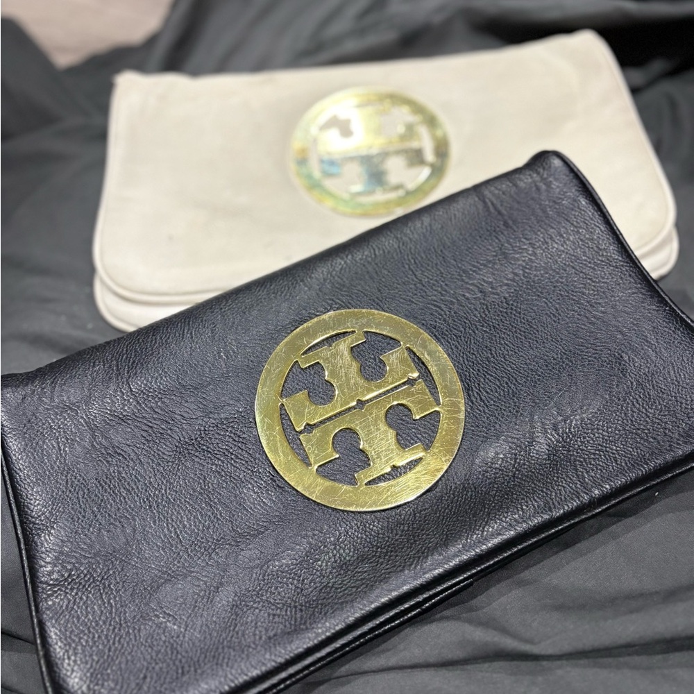 Tory Burch Black and Cream Clutch Duo